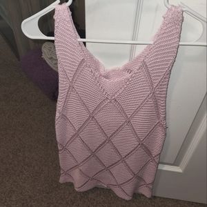 Pale pink crocheted style tank